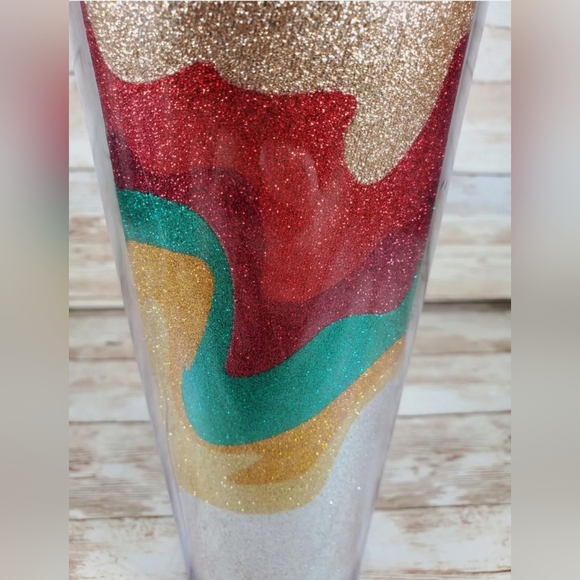 NWT Starbucks 2018 Holiday Collection Sand Flow Glitter Acrylic Cold Cup Tumbler - Picture 4 of 7